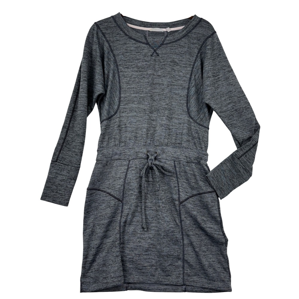 Athleta Dress Long Sleeve Size S Gray Heathered Drawstring Pockets Athleisure